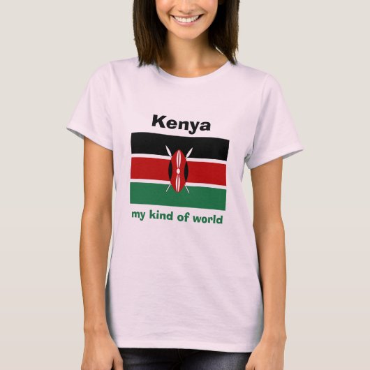 Kenya-Flagge + Karte + Text-T - Shirt (Vorderseite)