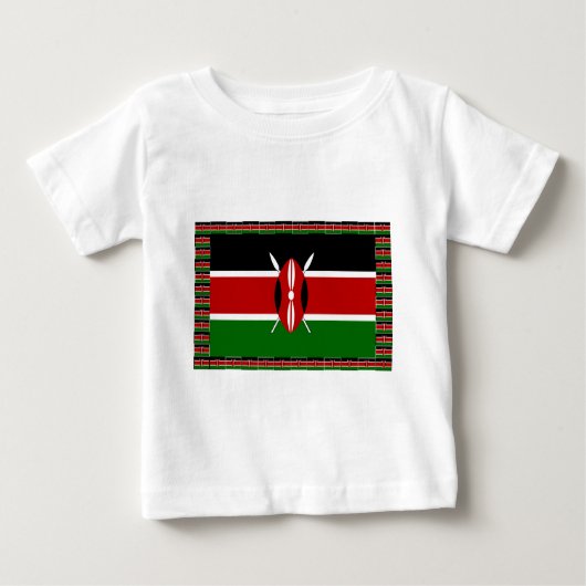 Kenya-Flagge mit Miniatur-Flag-Rahmen-Grenzkunst Baby T-shirt (Vorderseite)