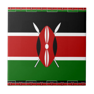 Kenya-Flagge mit Miniatur-Flag-Rahmen-Grenzkunst Fliese