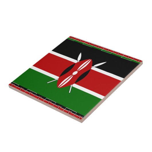 Kenya-Flagge mit Miniatur-Flag-Rahmen-Grenzkunst Fliese (Seite)