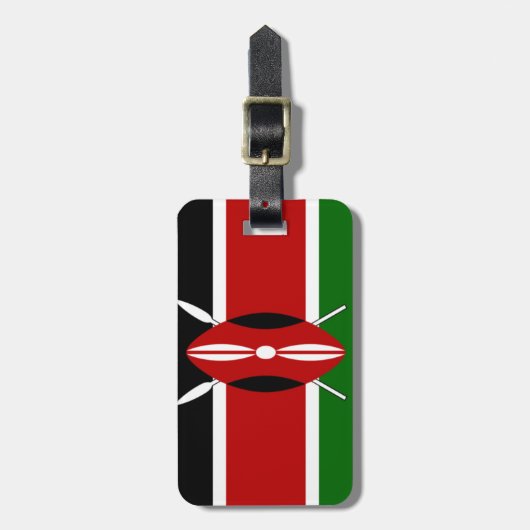 Kenya-Flagge mit Miniatur-Flag-Rahmen-Grenzkunst Gepäckanhänger (Vorderseite vertikal)