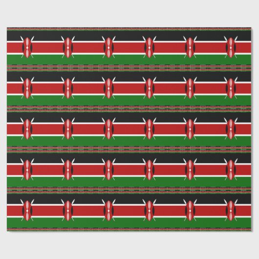 Kenya-Flagge mit Miniatur-Flag-Rahmen-Grenzkunst Geschenkpapier (Flach)