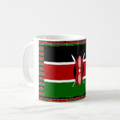 Kenya-Flagge mit Miniatur-Flag-Rahmen-Grenzkunst Kaffeetasse (Vorderseite Links)
