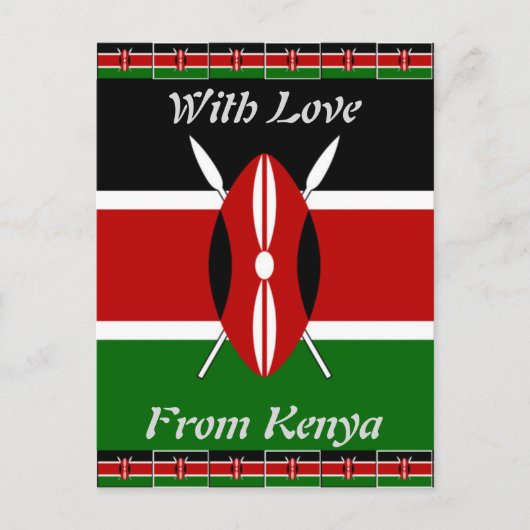 Kenya-Flagge mit Miniatur-Flag-Rahmen-Grenzkunst Postkarte (Vorderseite)