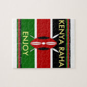 Kenya-Flagge mit Miniatur-Flag-Rahmen-Grenzkunst Puzzle (Horizontal)