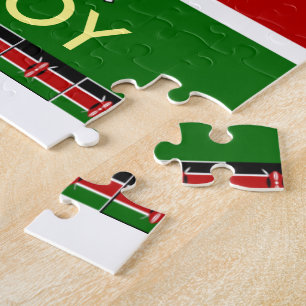 Kenya-Flagge mit Miniatur-Flag-Rahmen-Grenzkunst Puzzle
