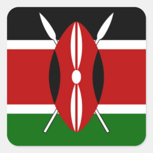 Kenya-Flagge mit Miniatur-Flag-Rahmen-Grenzkunst Quadratischer Aufkleber