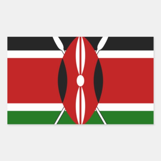 Kenya-Flagge mit Miniatur-Flag-Rahmen-Grenzkunst Rechteckiger Aufkleber (Vorderseite)