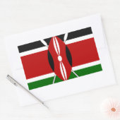 Kenya-Flagge mit Miniatur-Flag-Rahmen-Grenzkunst Rechteckiger Aufkleber (Umschlag)