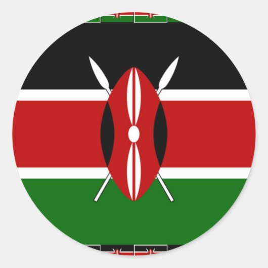 Kenya-Flagge mit Miniatur-Flag-Rahmen-Grenzkunst Runder Aufkleber (Vorderseite)