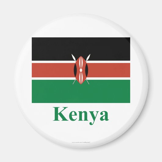 Kenya-Flagge mit Namen Magnet (Vorne)
