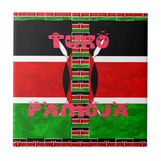 Kenya-Flagge: Tuko Pamoja - Design der Einheit Fliese (Vorderseite)