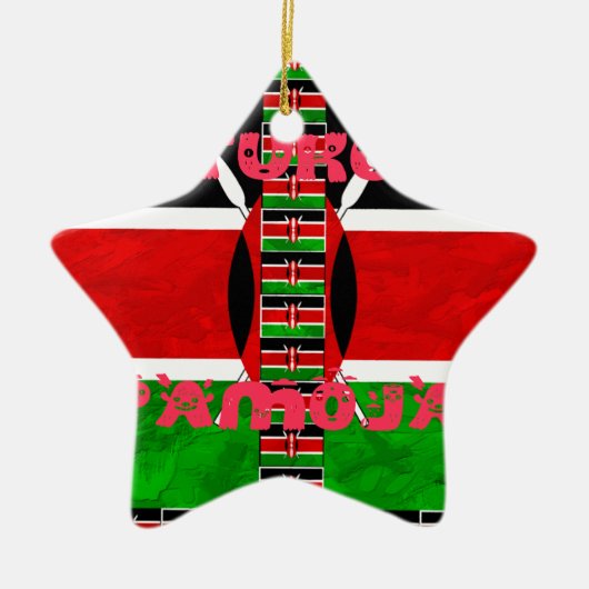 Kenya-Flagge: Tuko Pamoja - Design der Einheit Keramikornament (Vorne)