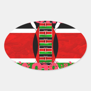 Kenya-Flagge: Tuko Pamoja - Design der Einheit Ovaler Aufkleber
