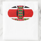 Kenya-Flagge: Tuko Pamoja - Design der Einheit Ovaler Aufkleber (Tasche)