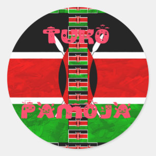 Kenya-Flagge: Tuko Pamoja - Design der Einheit Runder Aufkleber