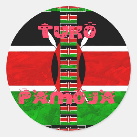 Kenya-Flagge: Tuko Pamoja - Design der Einheit Runder Aufkleber (Vorderseite)