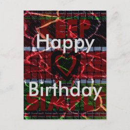 Kenya Happy Birthday Rasta Farben Text Postkarte