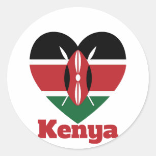 Kenya Heart Flag Runder Aufkleber