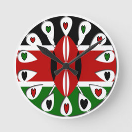 Kenya Hearts Runde Wanduhr