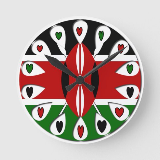 Kenya Hearts Runde Wanduhr (Vorderseite)