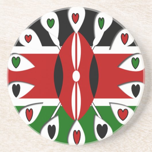 Kenya Hearts Sandstein Untersetzer (Vorne)