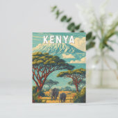 Kenya Illustration Travel Art Vintage Postkarte (Stehend Vorderseite)