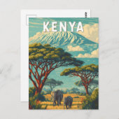 Kenya Illustration Travel Art Vintage Postkarte (Vorne/Hinten)