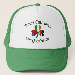 Kenya Irland USA Shamrock Flag Personalisiert Truckerkappe