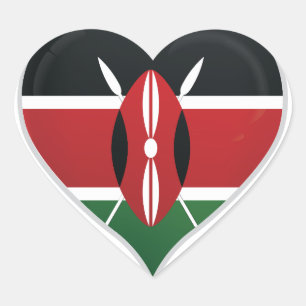 kenya Liebe Flaggenstempel Herz-Aufkleber