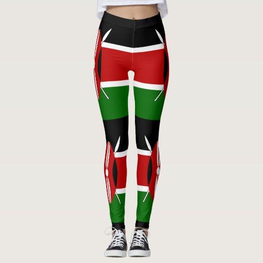 Kenya Maasai Flagge Bendera ya Kenya Leggings (Vorderseite)