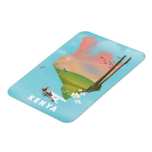 Kenya Map Illustration Reiseplakat. Magnet