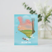 Kenya Map Illustration Reiseplakat. Postkarte (Stehend Vorderseite)