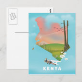 Kenya Map Illustration Reiseplakat. Postkarte (Vorne/Hinten)