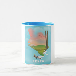 Kenya Map Illustration Reiseplakat. Tasse