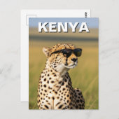 Kenya Masai Mara Cheetah mit Sonnenbrille Postkarte (Vorne/Hinten)