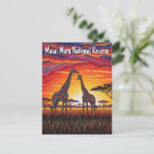 Kenya Masai Mara Giraffes African Art Postkarte (Stehend Vorderseite)