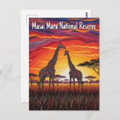 Kenya Masai Mara Giraffes African Art Postkarte (Vorne/Hinten)