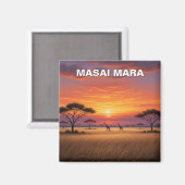 Kenya Masai Mara Giraffes Sunset Magnet (Vorderseite/Rückseite)