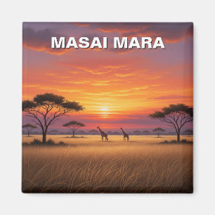 Kenya Masai Mara Giraffes Sunset Magnet