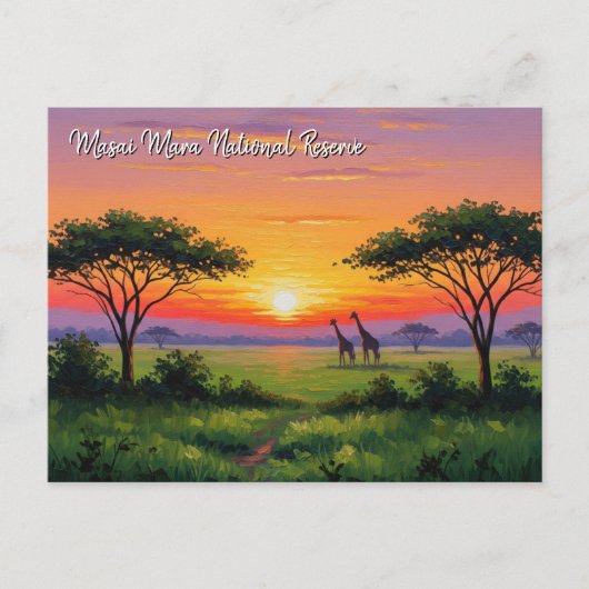 Kenya Masai Mara Giraffes Sunset Postkarte (Vorderseite)
