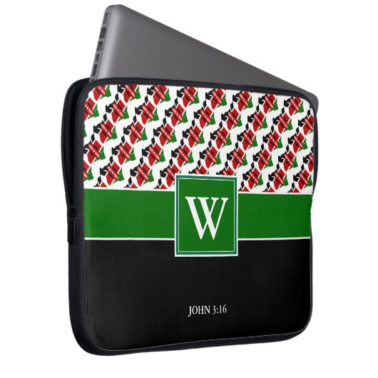KENYA Monogram Christlich GREEN Laptop Laptopschutzhülle (Vorne Rechts)