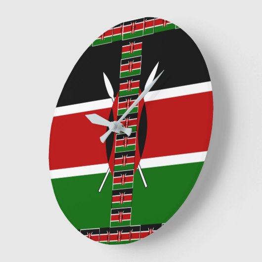 Kenya Nahtlose Miniaturflaggen Grenzrahmen Kunst Große Wanduhr (Winkel)