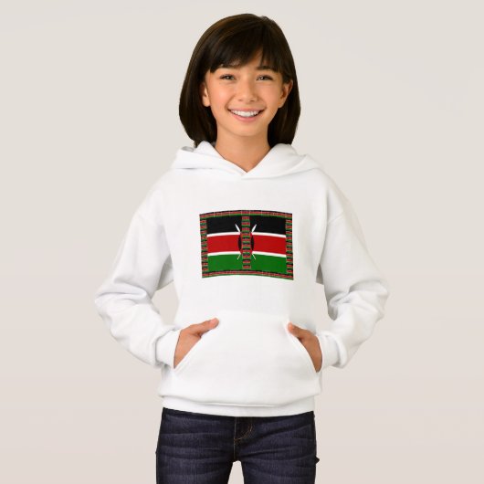 Kenya Nahtlose Miniaturflaggen Grenzrahmen Kunst Hoodie (Vorne ganz)