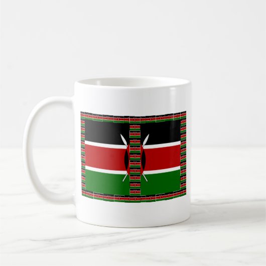 Kenya Nahtlose Miniaturflaggen Grenzrahmen Kunst Kaffeetasse (Links)