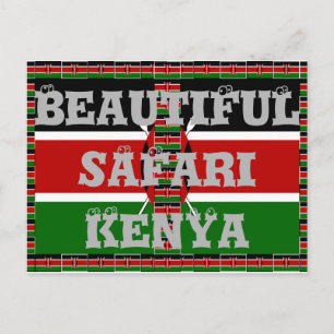 Kenya Nahtlose Miniaturflaggen Grenzrahmen Kunst Postkarte