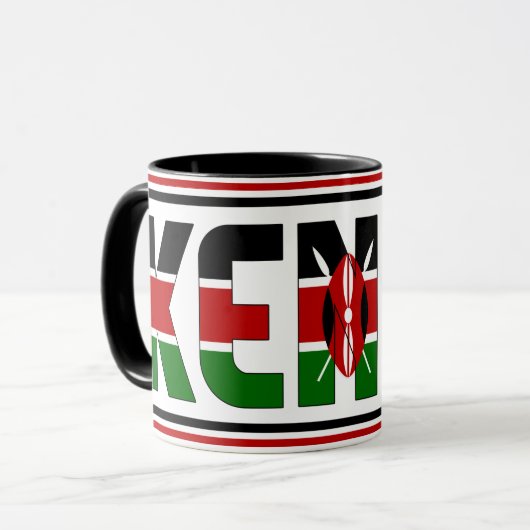 Kenya National Flag Patriotic Kaffee Tasse (Vorderseite Links)