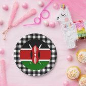 Kenya Plate, Büffel kariert und kenianische Flagge Pappteller (Party)