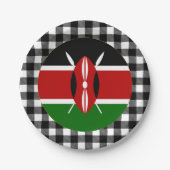 Kenya Plate, Büffel kariert und kenianische Flagge Pappteller (Vorderseite)