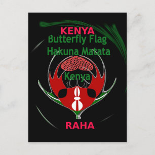 Kenya Raha: Hakuna Matata   Flaggen-Motiv-Kunstdes Postkarte
